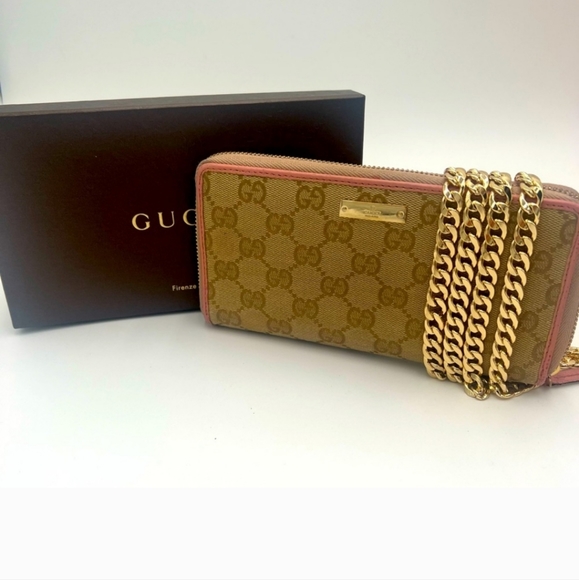 Gucci  NWOT 🩷 Pink Canvas Zip-Around Wallet - Picture 1 of 7